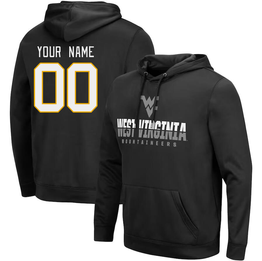 Custom West Virginia Mountaineers Name And Number College Hoodie-Black - Click Image to Close